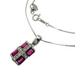 ルビー 計1.00ct ダイヤモンド 計0.12ct ネックレス K18WGホワイトゴールド 4.2g 45cm レディース