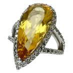 12号 イエローベリル 5.49ct ダイヤモンド 0.55ct リング・指輪 Pt900プラチナ 8.4g レディース