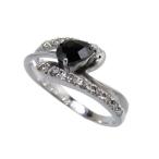 7.5号 ブラックダイヤモンド 0.26ct ダイヤモンド 計0.16ct リング・指輪 K18WGホワイトゴールド 2.6g レディース