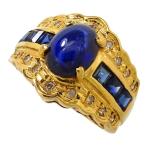 10号 カボションカット サファイア 計1.00ct ダイヤモンド 計0.25ct リング・指輪 K18ゴールド 5.5g レディース