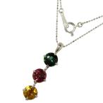 スフェーン 2.02ct グリーントルマリン ピンクトルマリン ネックレス K18WGホワイトゴールド 2.9g 40cm レディース