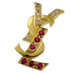 YVES SAINT LAURENT/イヴ・サンローラン ロゴデザイン ルビー 計0.10ct ダイヤモンド 計0.05ct ペンダントトップ K18ゴールド 1.6g レディース