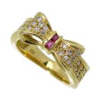 9号 リボン ダイヤモンド 計0.24ct ルビー 計0.08ct リング・指輪 K18ゴールド 5.9g レディース