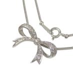 リボン ダイヤモンド 計0.25ct ネックレス K18WGホワイトゴールド 8.3g 44cm レディース