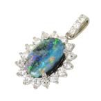 ★★最終特価品 遊色効果/プレイオブカラー ブラックオパール 2.36ct ダイヤモンド 計0.88ct ペンダントトップ Pt950プラチナ 4.0g レディース