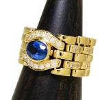 18.5号 時計ベルト風デザイン サファイア 1.308ct ダイヤモンド 計0.38ct リング・指輪 K18ゴールド 17.6g レディース