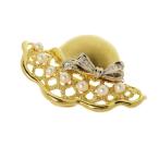 TASAKI/タサキ 帽子デザイン アコヤ真珠 3.5mm ダイヤモンド 計0.17ct ブローチ K18ゴールド 13.4g レディース