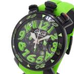Gaga Milano/ガガ・ミラノ マヌアーレ 48MM 6054.2 腕時計 ステンレススチール/グリーンラバーベルト クオーツ ブラック文字盤 メンズ