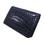  сияющий черный ko кожа / кожа единственный в своем роде футляр для визитных карточек футляр для карточек крокодил DENIM( темно-синий ) унисекс 