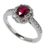13号 非加熱ピジョンブラッド ルビー 0.74ct ダイヤモンド 計0.52ct リング・指輪 Pt900プラチナ 4.6g レディース