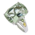 13.5号 グリーンクォーツ リング・指輪 K18WGホワイトゴールド/K18YGイエローゴールド 4.3g レディース