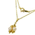 MIKIMOTO/ミキモト リボン アコヤ真珠 約4.4〜4.9mm ネックレス K18ゴールド 3.4g 40cm レディース
