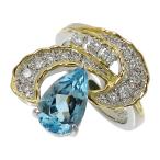 10号 アクアマリン 1.82ct ダイヤモンド 計0.25ct リング・指輪 Pt900プラチナ/K18ゴールド 9.6g レディース