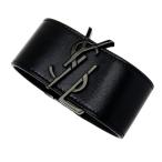 SAINT LAURENT PARIS/サンローランパリ ブレスレット モノグラムドゥフォルス レザー 16cm 470657 ブラック レディース