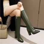 ロングブーツ レディース ニーハイブーツ ロング丈 PU ピンヒール 美脚 カジュアル おしゃれ 歩きやすい 大きいサイズ 22cm?29CM