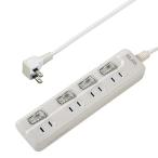 エルパ(ELPA) スイッチ付タップ コンセント 延長コード LED 上差し 4個口 3m WLS-LU43EB(W)
