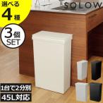 ゴミ箱 45リットル 45L おしゃれ 分別 ダストボックス キッチン用 袋が見えない SOLOW ソロウ 隙間で使えるスリムダストボックス ハンドオープン 40L 3個セット