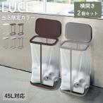 ショッピング分別 ゴミ箱 おしゃれ スリム 幅25cm ふた付き 蓋つき 横型 30L 45Lゴミ袋対応 キッチン 収納  横開き分別ゴミ袋ホルダー LUCE ルーチェ 2個セット