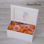 プリザーブドフラワーフォトスタンド　オレンジ＆ピンク系　簡易ラッピング　写真立て　フォトフレーム