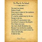 John Donne 詩作「No Man is an Island」 ポエム ジョン・ドン ポエム ウォール アート 詩 ギフト 文学ギフト 文学プリ