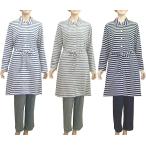 【秋冬 マタニティパジャマ】T/C天竺ボーダー・袖ロールアップ マタニティ パジャマ（フロントスナップ授乳）ママの声から生まれたパジャマ