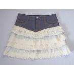 ★5 新品 未使用 メゾピアノ ジュニア メゾピアノジュニア mezzo piano junior 子供服 女の子 150cm スカート デニム 白 フリル 春 夏 ボトムス ガールズ