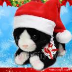 猫 ぬいぐるみ クリスマス プレゼント たけのこ TAKENOKO シャトン ノワール（黒）サンタ帽子 16cm