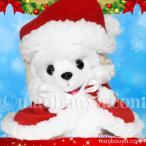 Yahoo! Yahoo!ショッピング(ヤフー ショッピング)クリスマス ぬいぐるみ 犬 TAKENOKO たけのこ トイプードル ホワイト サンタ衣装  まんぼう屋ドットコム