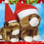 Yahoo! Yahoo!ショッピング(ヤフー ショッピング)猫 ぬいぐるみ クリスマスプレゼント たけのこ TAKENOKO プチどりーむミニ ＆プチプチらんど ネコ 茶 サンタ帽子