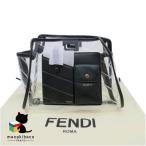フェンディ FENDI  ミニピーカブー ディフェンダー ミニ カバー ビニール レザー クリア 黒 ブラック ハンドバッグ 布袋 ランクA 女性用バッグ 【中…