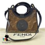  Fendi FENDIlana way shopa- Zucca рисунок 2way сумка на плечо ручная сумочка PVC покрытие campus кожа Brown × черный go-...