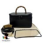  Gucci GUCCI bamboo руль vanity ручная сумочка косметичка 2WAY 2way сумка на плечо макияж сумка чёрный черный портфель портфель сумка ba...