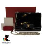  Salvatore Ferragamo SALVATORE FERRAGAMO цепь плечо вечерняя сумочка эмаль чёрный черный серебряный металлические принадлежности портфель портфель сумка сумка...