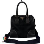  Prada PRADA ручная сумочка сумка на плечо квадратное 2WAY 2way парусина чёрный черный Gold металлические принадлежности ремешок сумка [ б/у ]