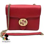 Gucci GUCCI Inter locking красный Gold металлические принадлежности цепь сумка на плечо бренд модный роскошный party обычно держать compact Ran...