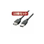 10個セット エレコム 両面挿しUSB延長ケーブル(A-A) 5m ブラック U2C-DE50BKX10