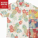 かりゆしウェア 沖縄 アロハシャツ MANGO HOUSE リゾート 結婚式 お揃い ペア 203057 わんぱくパイン（ スリムフィットサイズ）メンズ