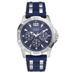 腕時計 ゲス GUESS Oasis GUESS Men's W0366G2 Iconic Blue Multi-Function Watch with Silicone Strap &amp; Silver