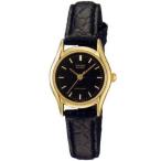 腕時計 カシオ レディース EAW-LTP-1094Q-1ARDF Casio Women's LTP1094Q-1A Black Leather Quartz Watch w