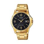 腕時計 カシオ メンズ MTP-VS02G Casio MTP-VS02G-1A Men's Solar Powered Gold Tone Black Dial Date Analo