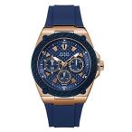 腕時計 ゲス GUESS U1049G2 GUESS Comfortable Iconic Blue Stain Resistant Watch with Rose Gold-Tone Day, Da