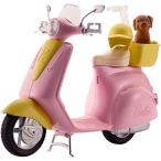 バービー Barbie バービーのスクーター ピンクと黄色のデザイン ペットも一緒 バービー用黄色の