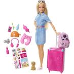 バービー Barbie トラベルドール ブロンド 子犬 10種類以上のアクセサリーが付属 ピンクノスーツ