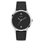 腕時計 ゲス GUESS GW0009G1 GUESS Men's Stainless Steel Analog Watch with Leather Calfskin Strap, Black, 1