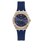 腕時計 ゲス GUESS GW0034L4 Guess Blue + Rose Gold-Tone Crystal Silicone Watch, Blue/Rose Gold-Tone