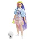 Yahoo! Yahoo!ショッピング(ヤフー ショッピング)バービー Barbie エクストラドール #2 ペットの子犬と一緒にキラキラ光るバービー ピンクと紫の髪