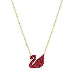 スワロフスキー ネックレス クリスタル 5465400 SWAROVSKI Women's Iconic Swan Pendant, Red, Gold