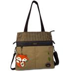 chala バッグ パッチ Chala Canvas Convertible Stripe Work Tote with Purse Charm (Olive_ Fox)