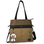 chala バッグ パッチ CHALA Canvas Convertible Stripe Work Tote with Chala Key-Fob in Light Olive (Poodle