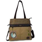 chala バッグ パッチ CHALA Canvas Convertible Stripe Work Tote with Chala Key-Fob in Light Olive (Coin Pu